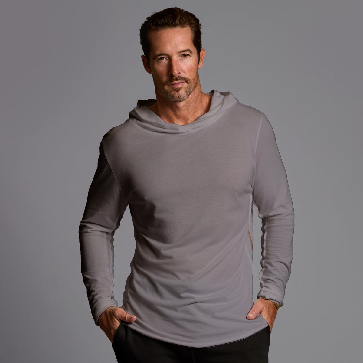 LONG SLEEVE HOODED TEE / GREY OMBRE (STORE ONLY)