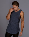 male modeling blue mineral tree tank