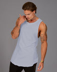 Man modeling a Clay blue tank top