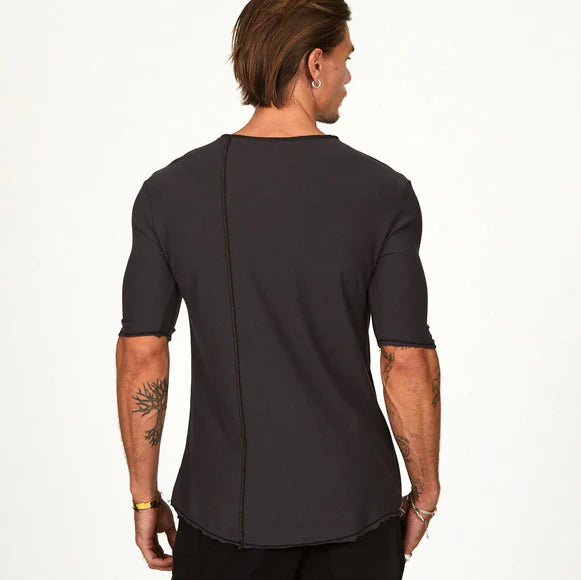 Male modeling slate crew neck shirt 