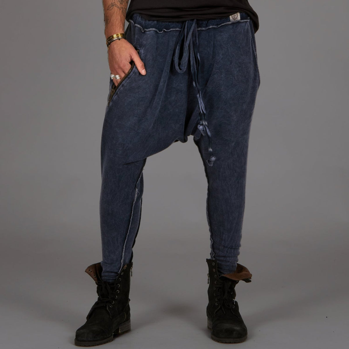 Male modeling Blue Mineral colored pants