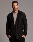 Male modeling Shacket in Black