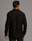 Male modeling Shacket in Black