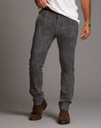 male modeling mineral grey pants