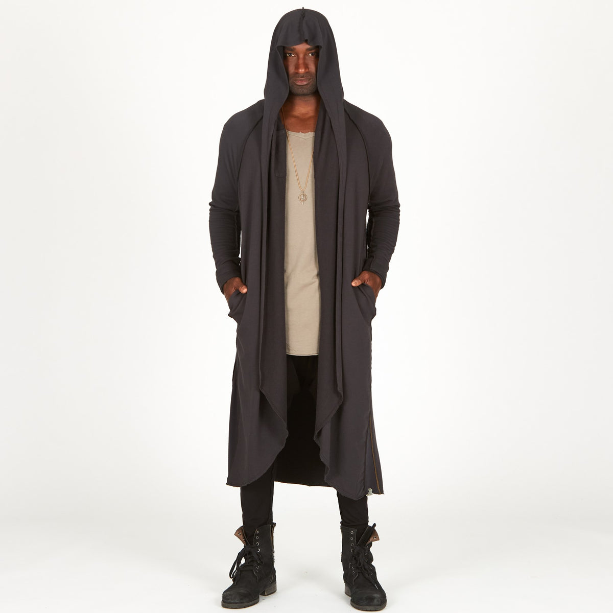 male modeling long sleeve duster