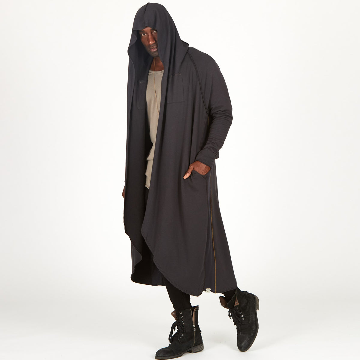 male modeling long sleeve duster