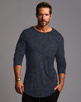 male modeling blue mineral crew tee