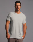 Male modeling silver ultimate tee shirt