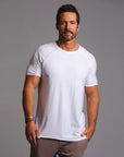 Male modeling white ultimate tree shirt 