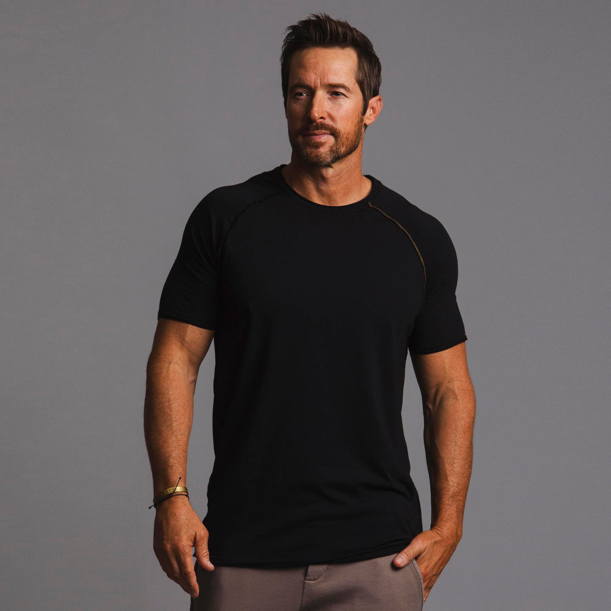 Male modeling black ultimate tree shirt 