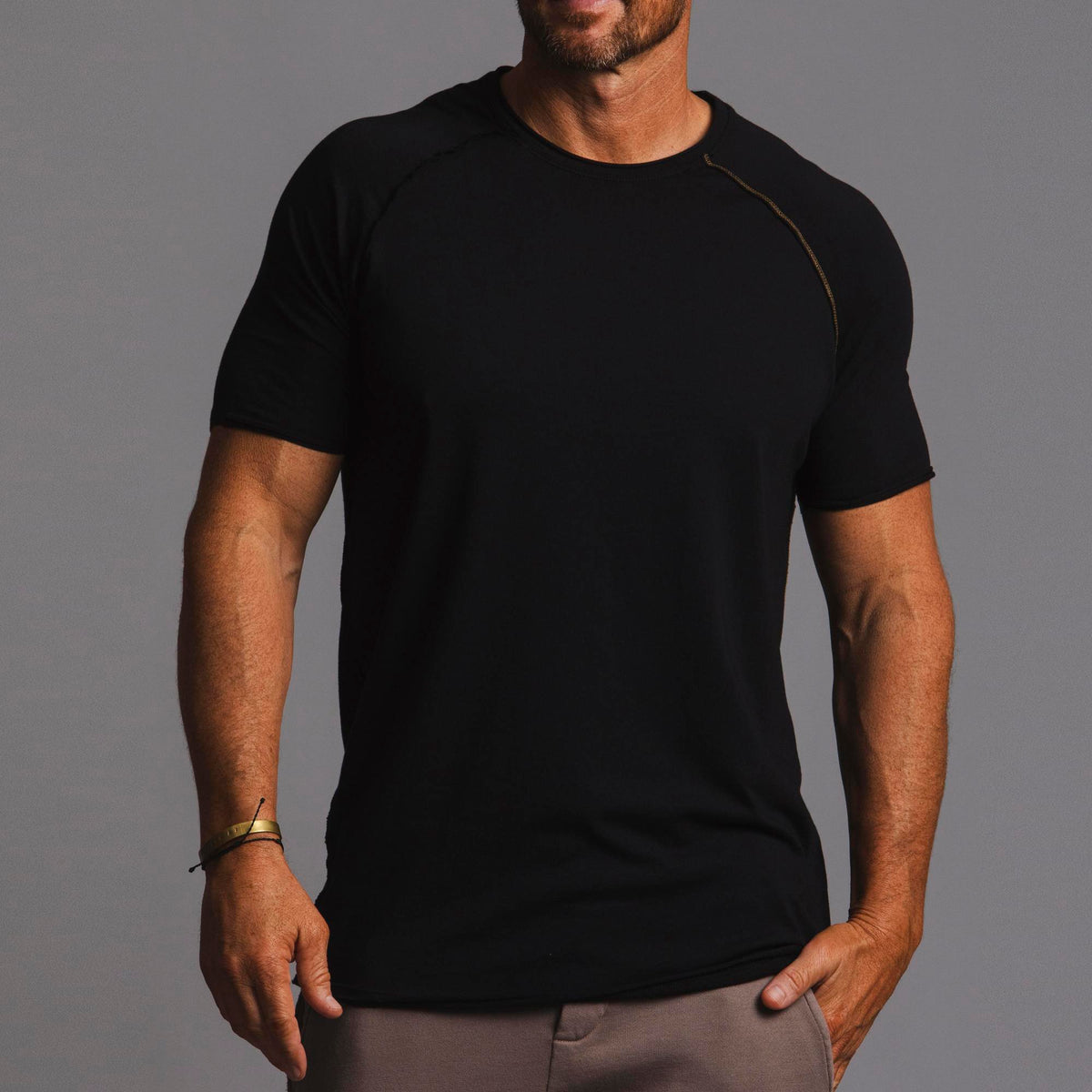Male modeling black ultimate tree shirt 