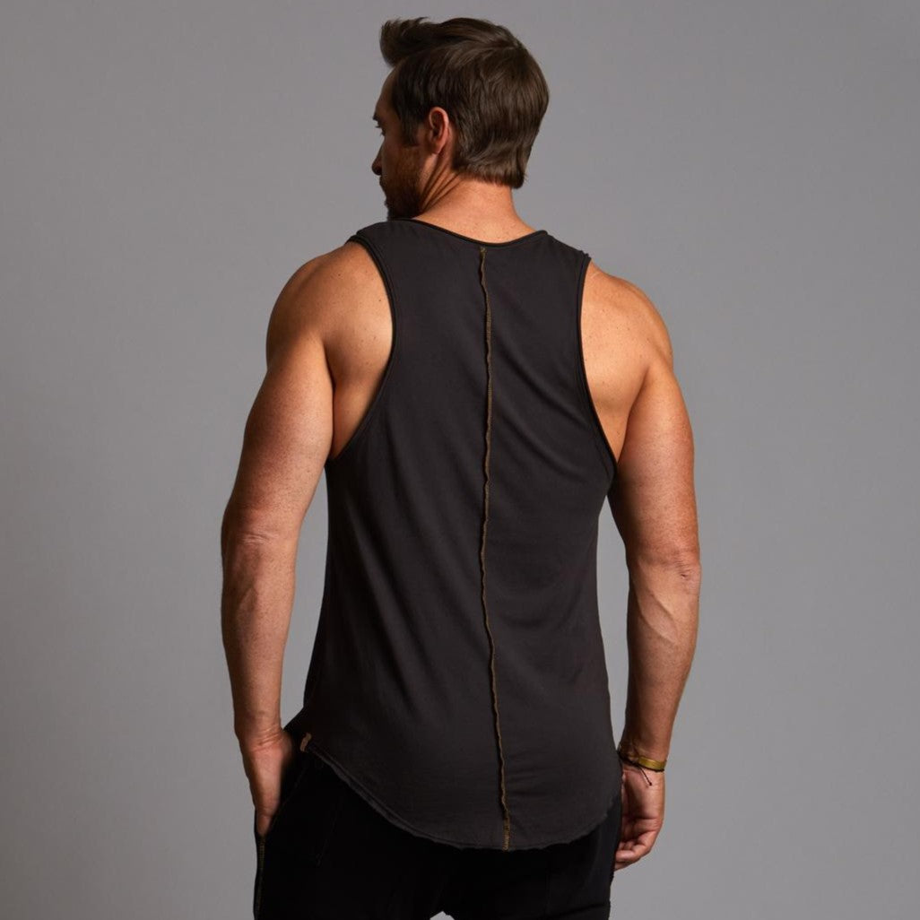 Man modeling a Slate gray tank top