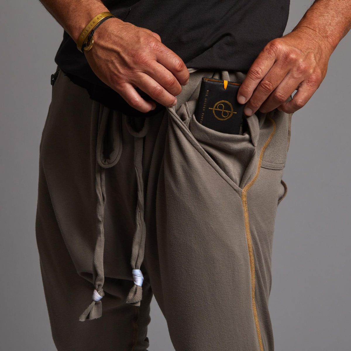 Male modeling Shroom colored pants