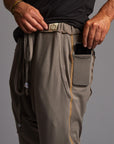 Male modeling Shroom colored pants