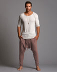 male modeling tree pant in leather