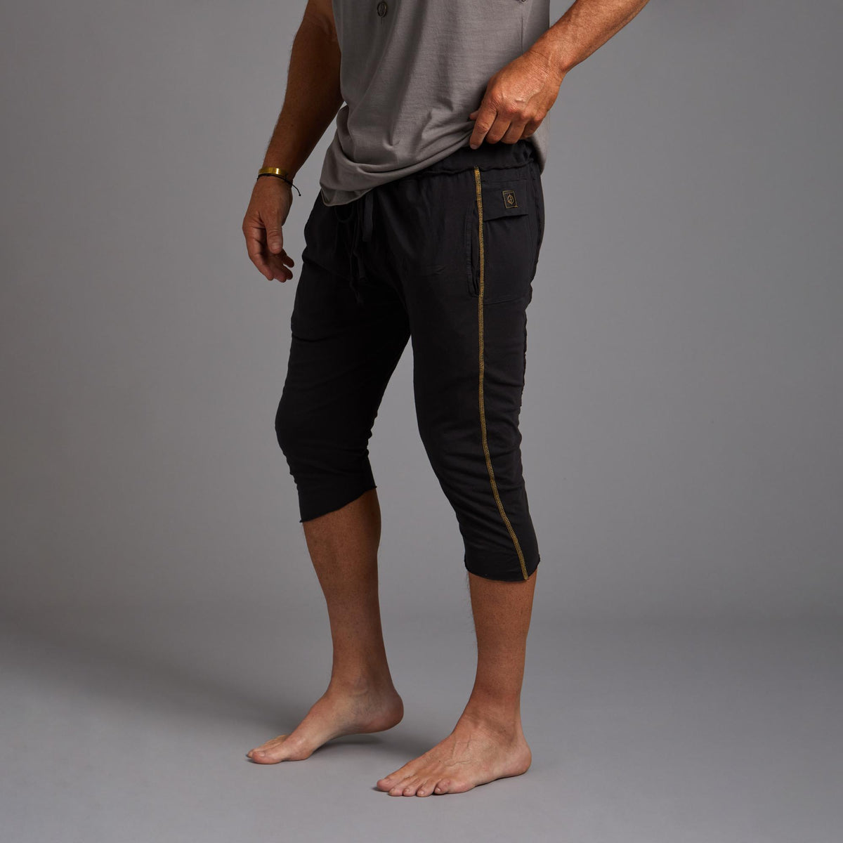 Male modeling Slate gray yogo mid shorts