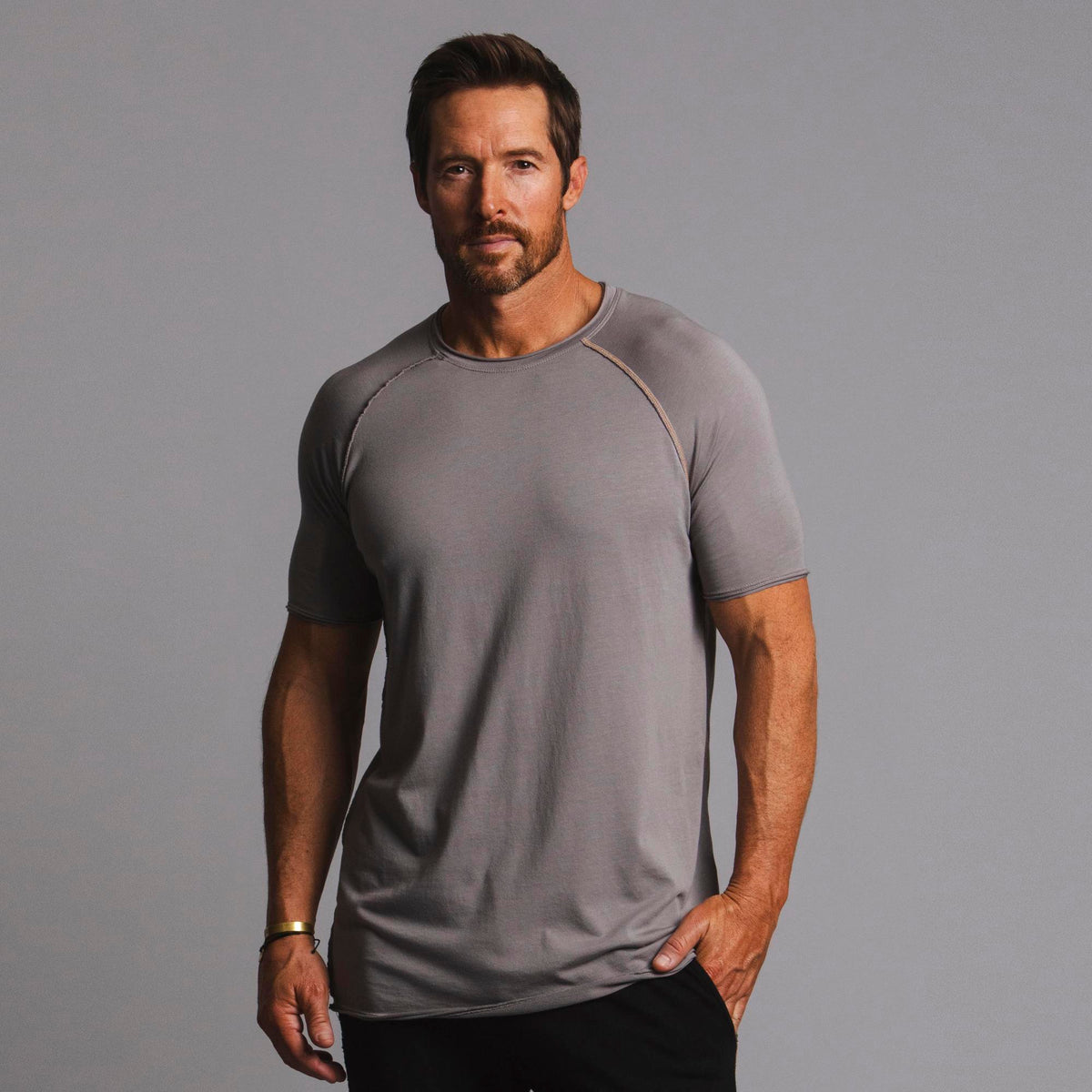 Male modeling tan ultimate tree shirt 