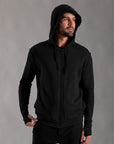 male modeling black hoodie