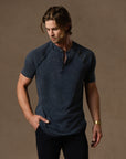 Short Sleeve Henley / Blue Mineral