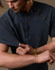Short Sleeve Henley / Blue Mineral