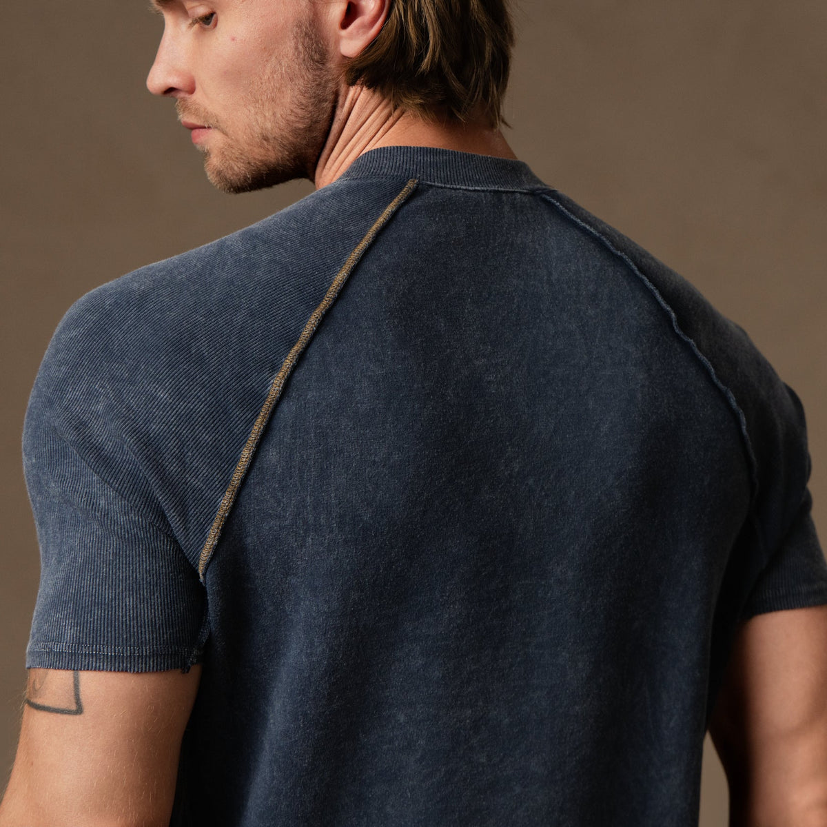 Short Sleeve Henley / Blue Mineral