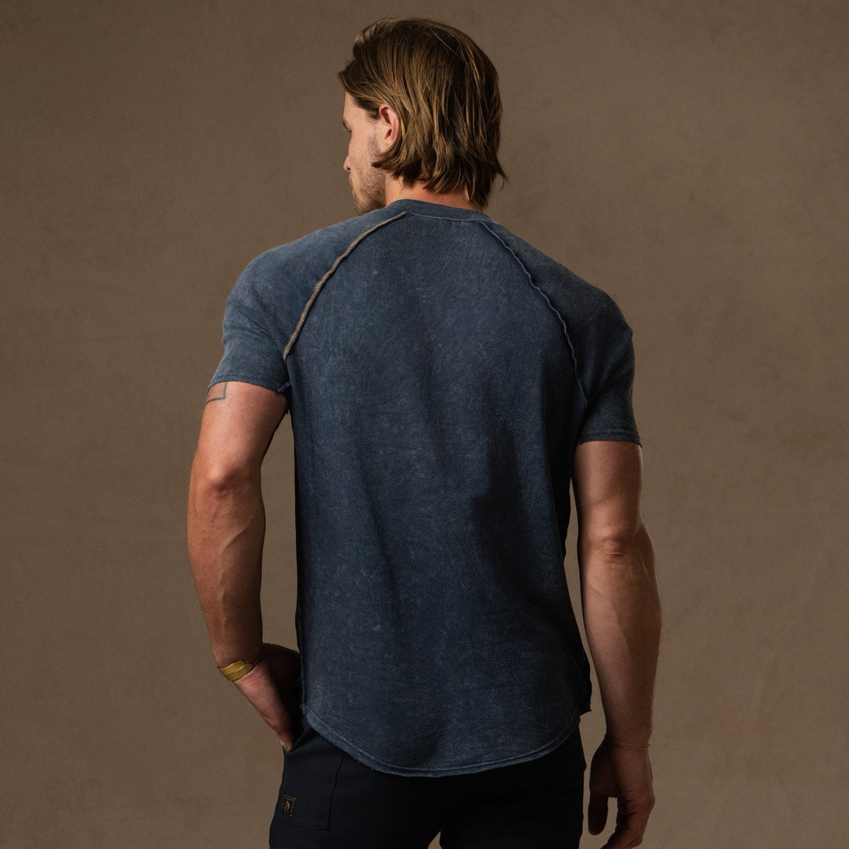 Short Sleeve Henley / Blue Mineral