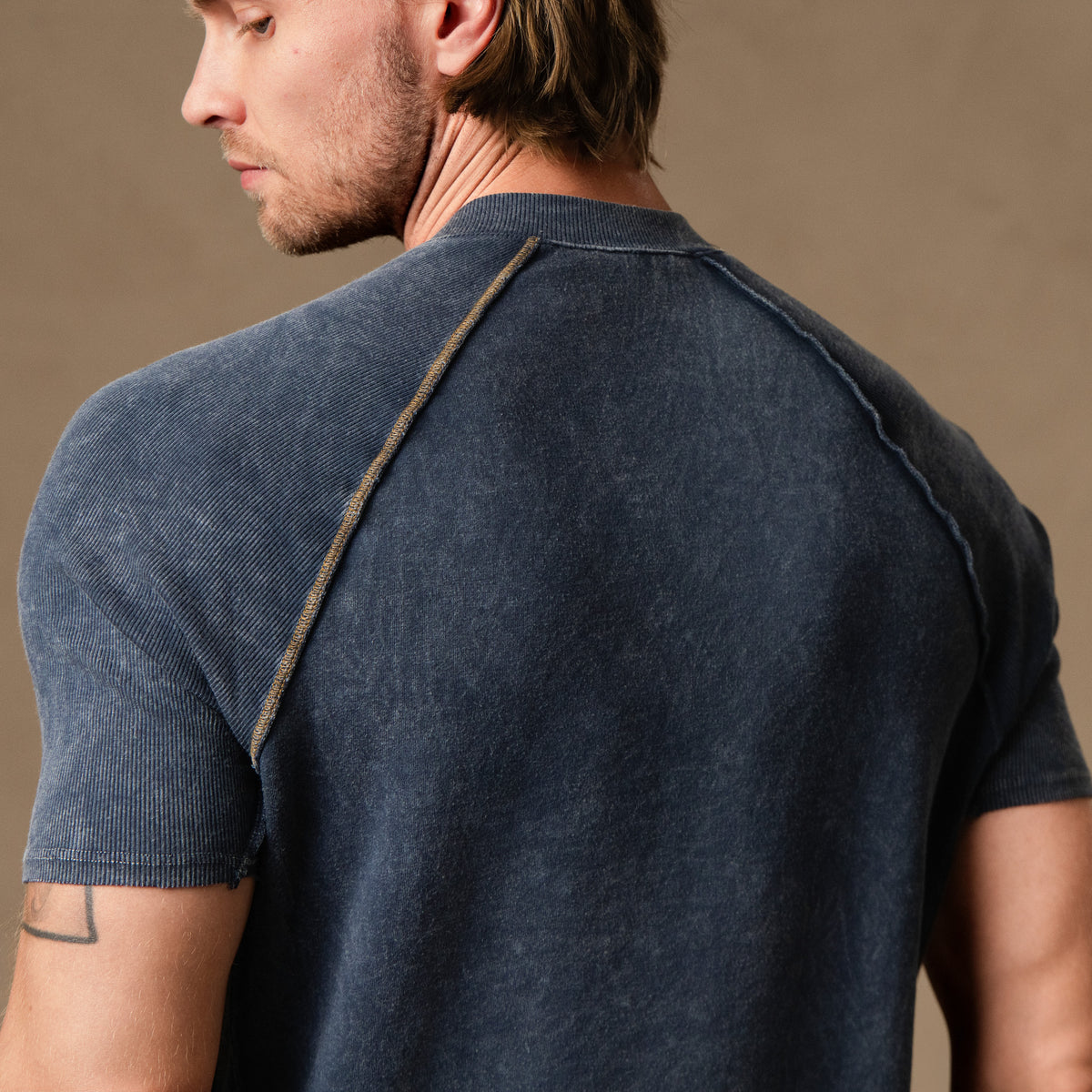 Short Sleeve Henley in Blue Mineral — TreeSilk henley — look 6 │ One Golden Thread