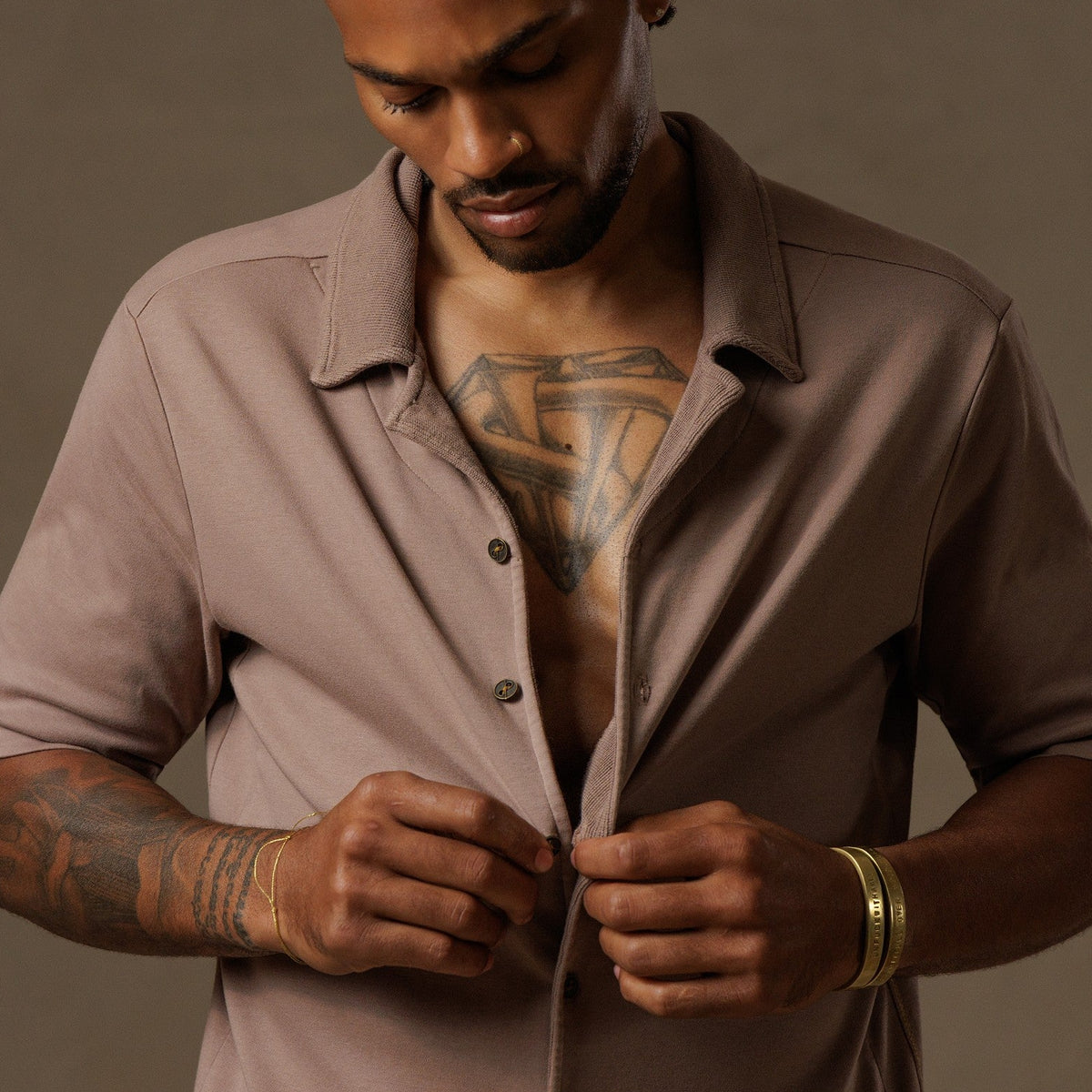 The Frame in Dope Taupe — TreeSilk shirt — look 6 │ One Golden Thread