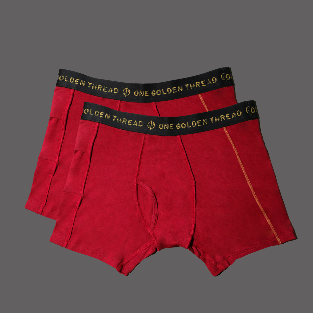 Two pairs of One Golden Threa's Jacquard Unders in wine red