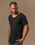 V NECK TREE SHIRT / BLACK ONYX