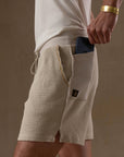 Waffle Frame Short in White Stone — waffle-texture shorts — look 3 │ One Golden Thread