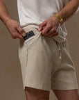 Waffle Frame Short in White Stone — waffle-texture shorts — look 4 │ One Golden Thread