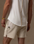 Waffle Frame Short in White Stone — waffle-texture shorts — look 6 │ One Golden Thread