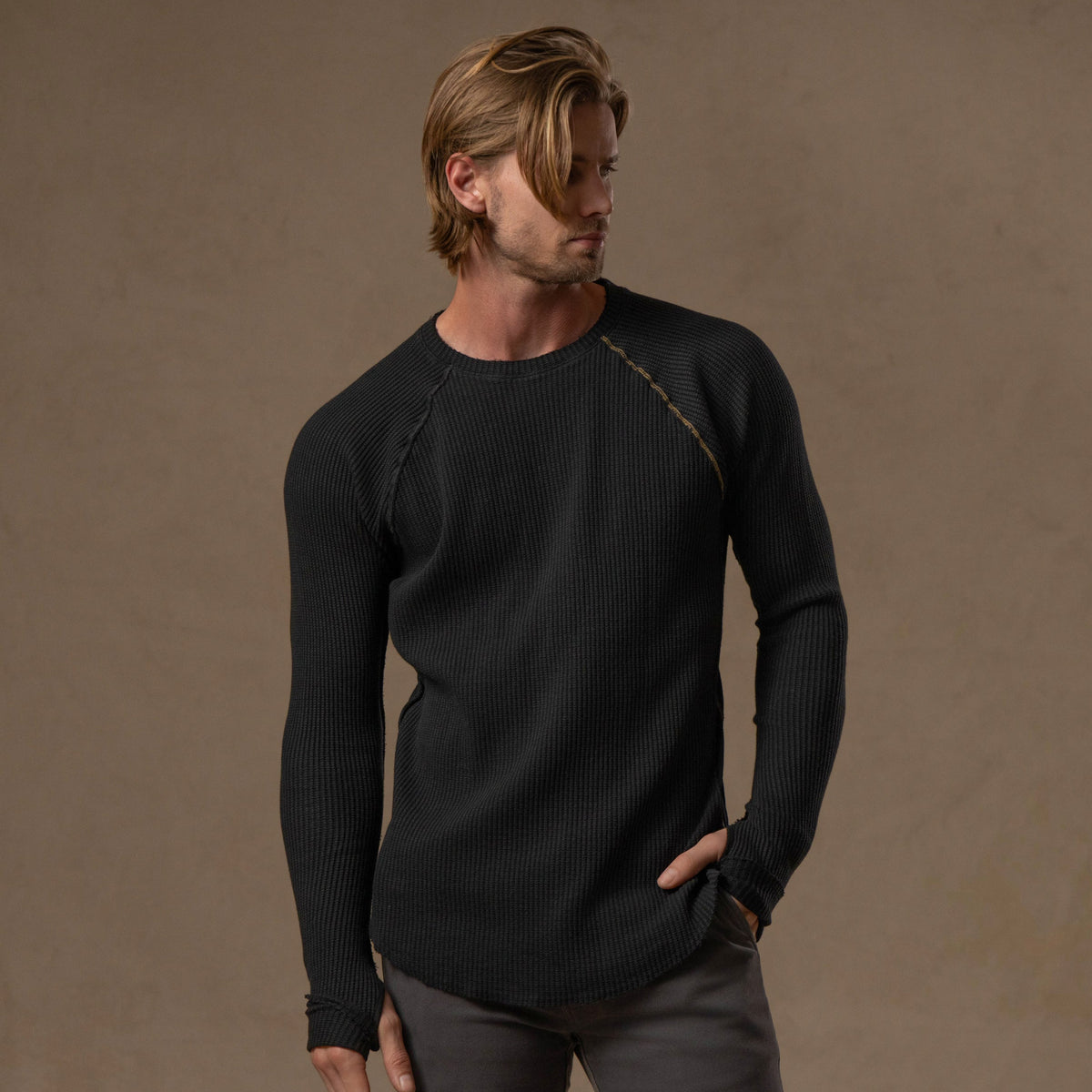 WAFFLE RAGLAN / BLACK ONYX