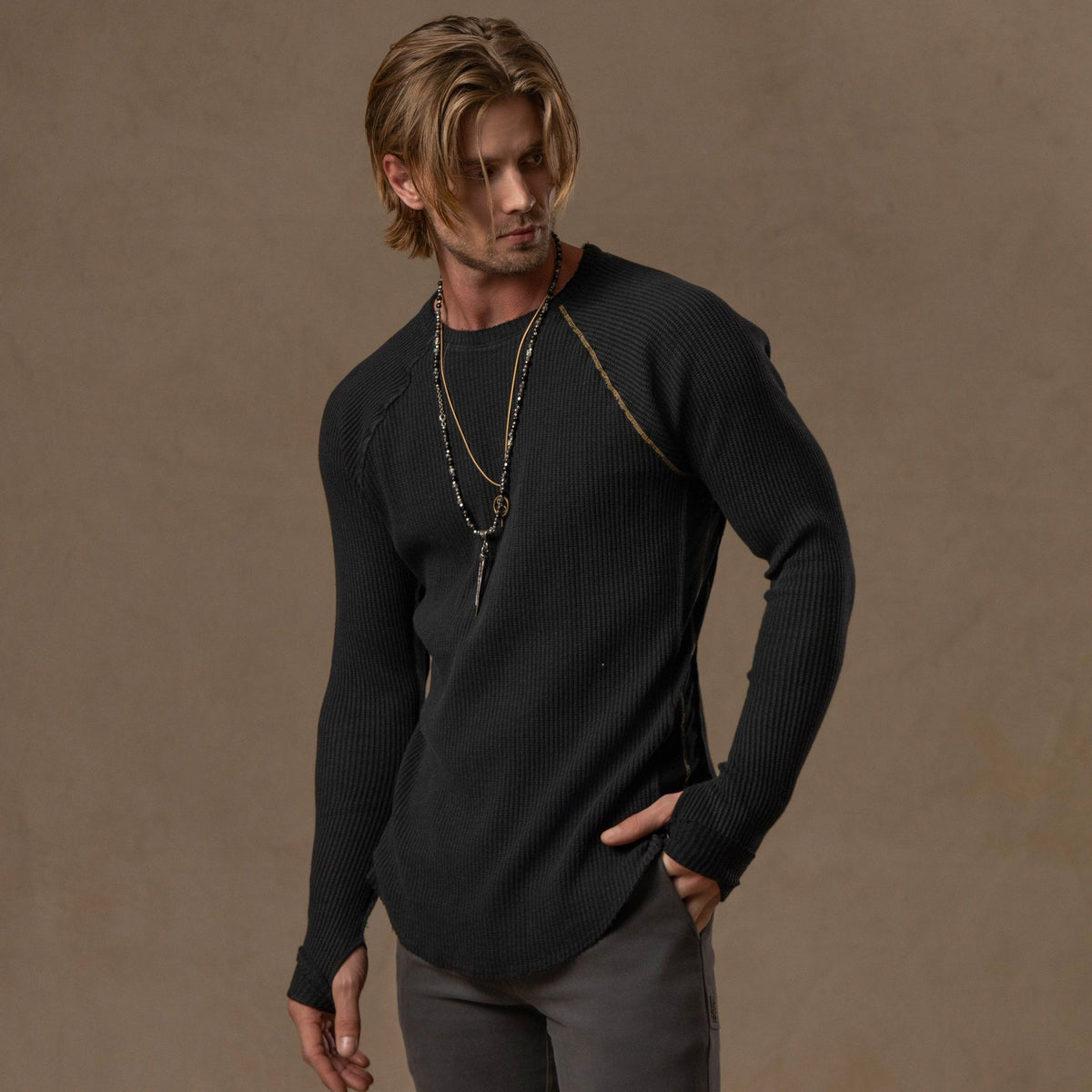 WAFFLE RAGLAN / BLACK ONYX