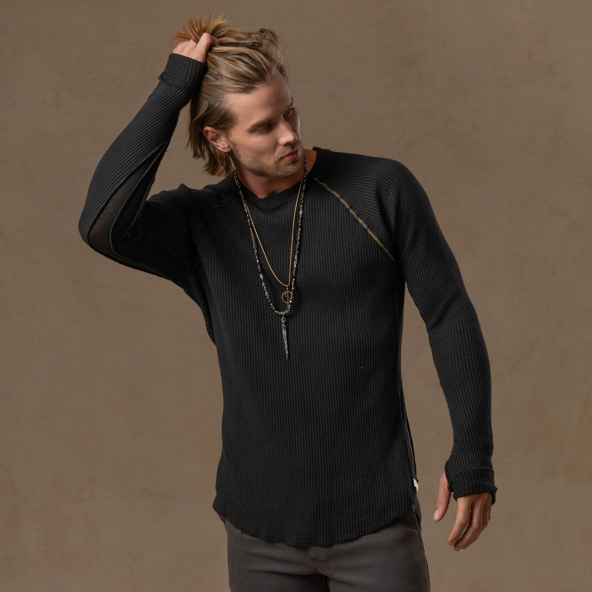 WAFFLE RAGLAN / BLACK ONYX