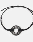 A Customized MyIntent Black Nickel Plated Token Black Twist Bracelet