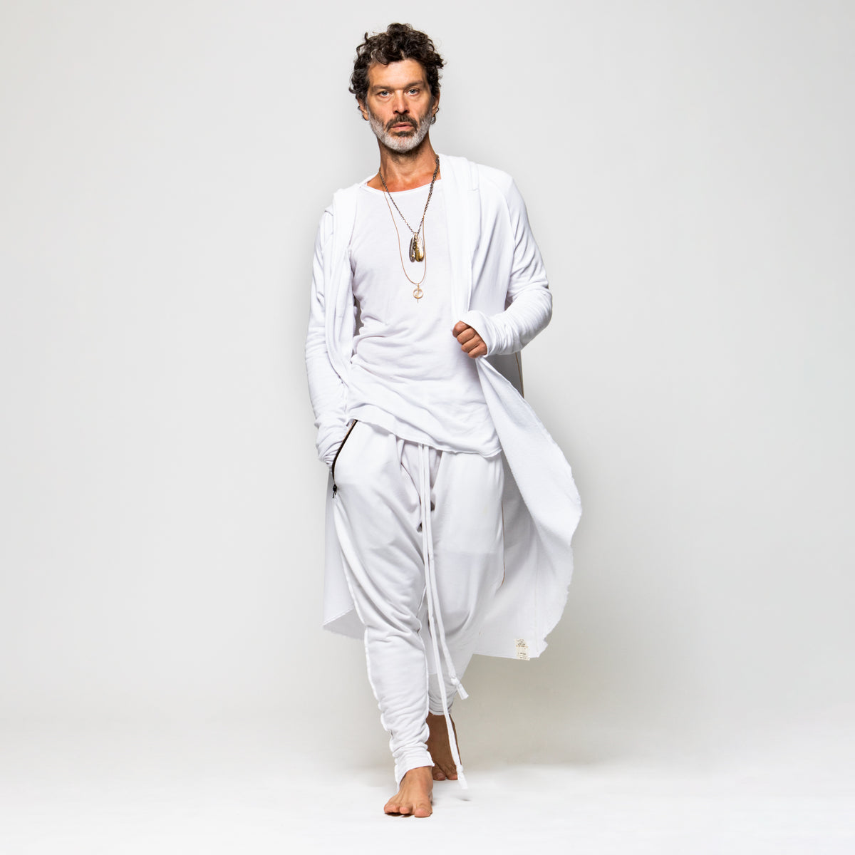 Male modeling Pure White colored pants