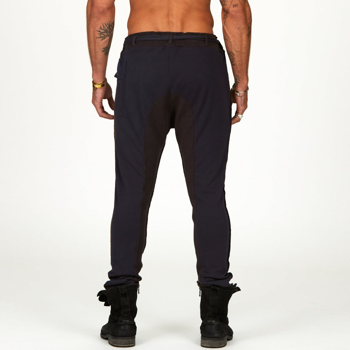 Man modeling a milano pants in charcoal blue