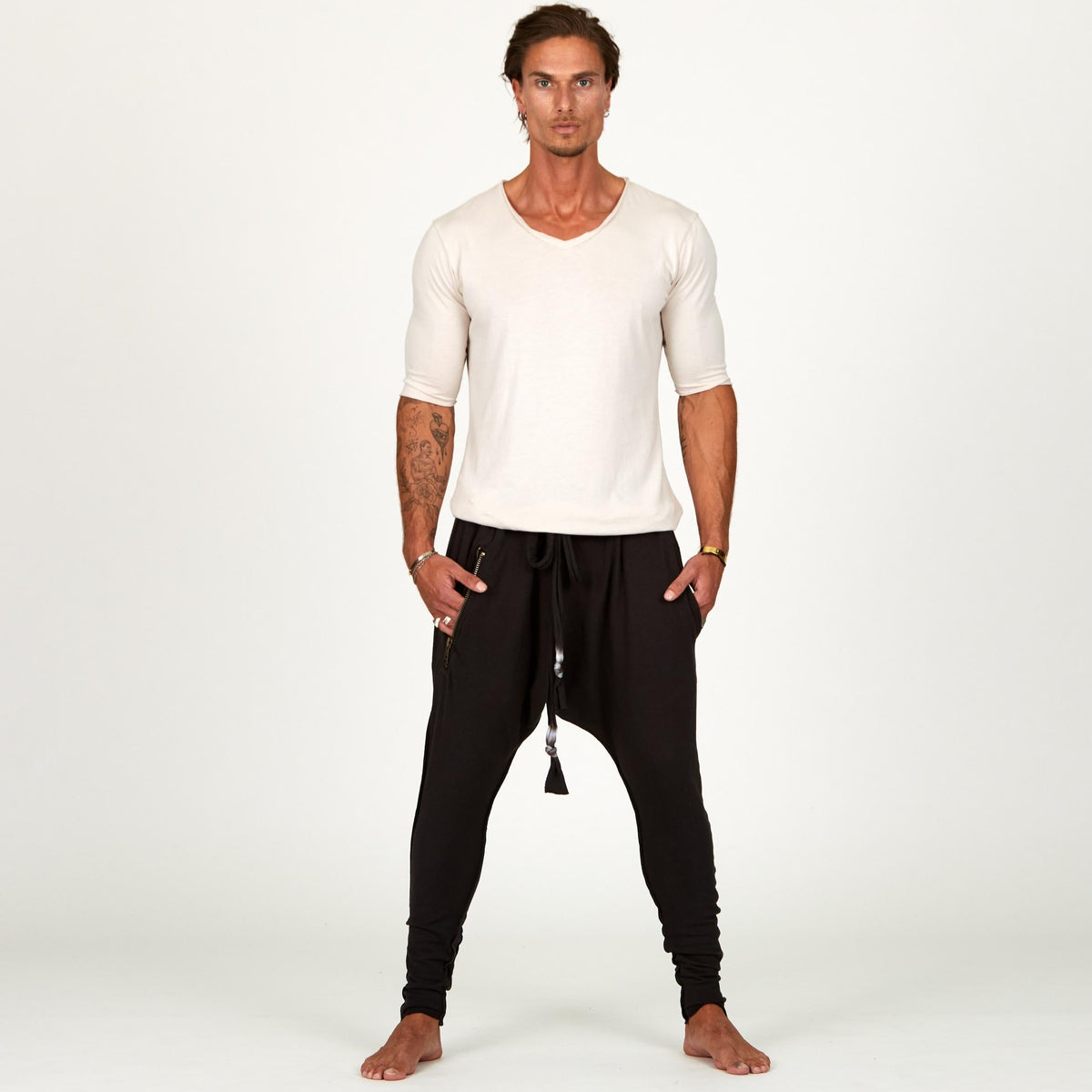 Male modeling Slate gray colored pants