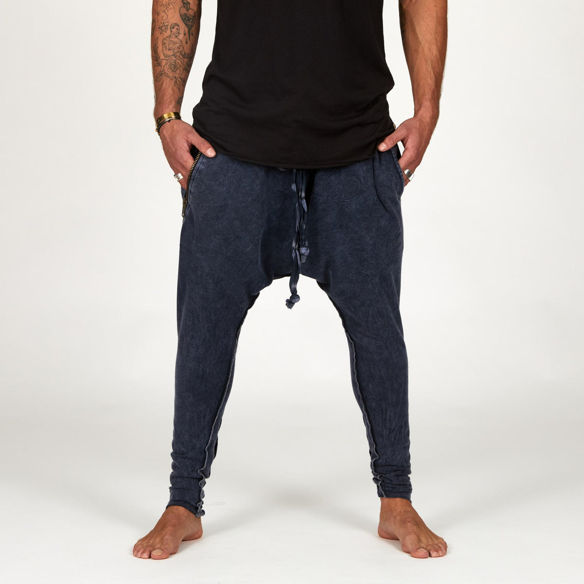 Male modeling Blue Mineral colored pants