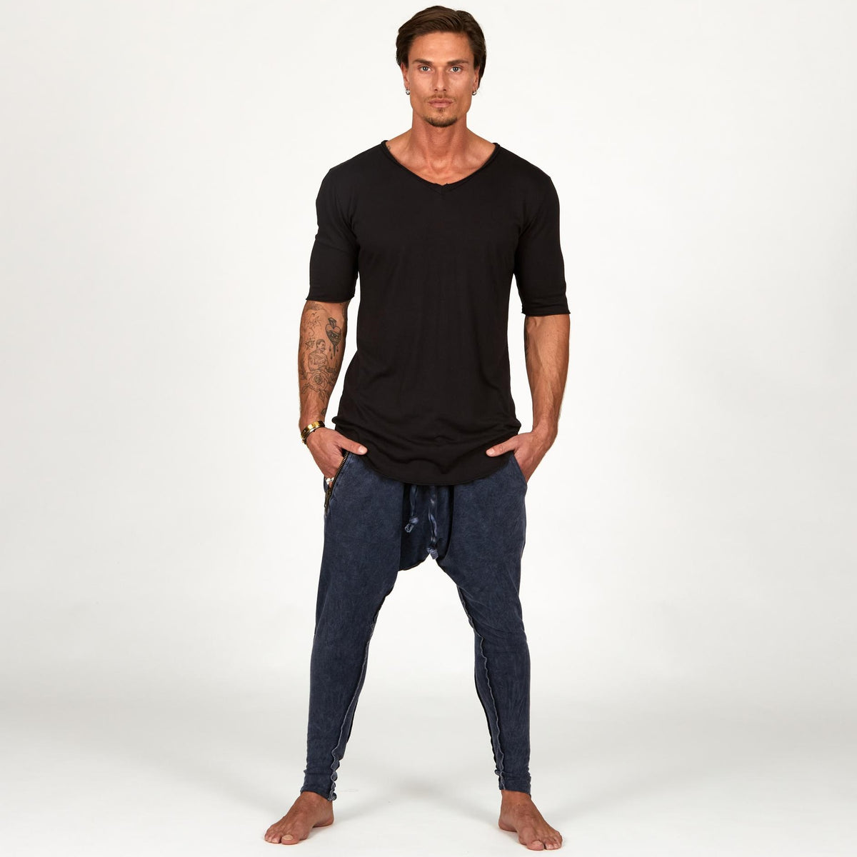 Male modeling Blue Mineral colored pants