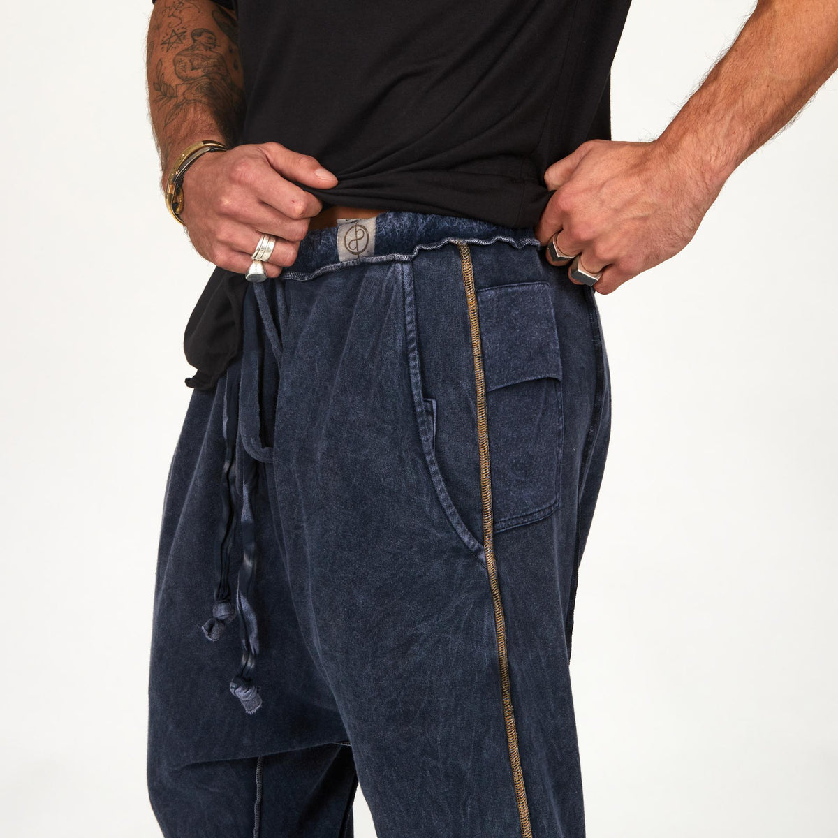 Male modeling Blue Mineral colored pants