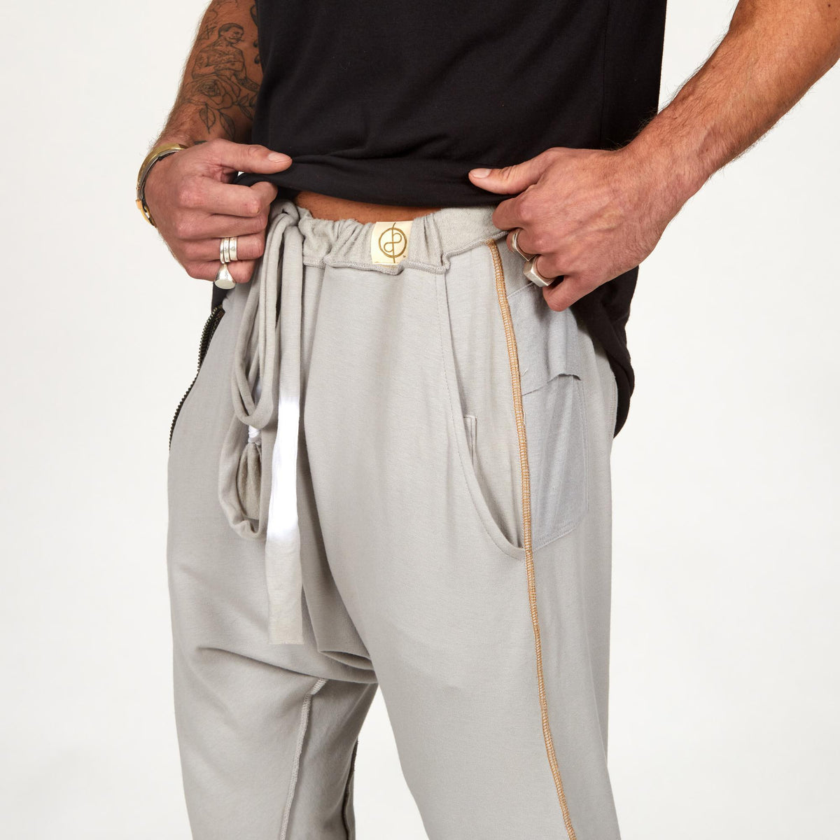 Male modeling Silver Lining colored pants