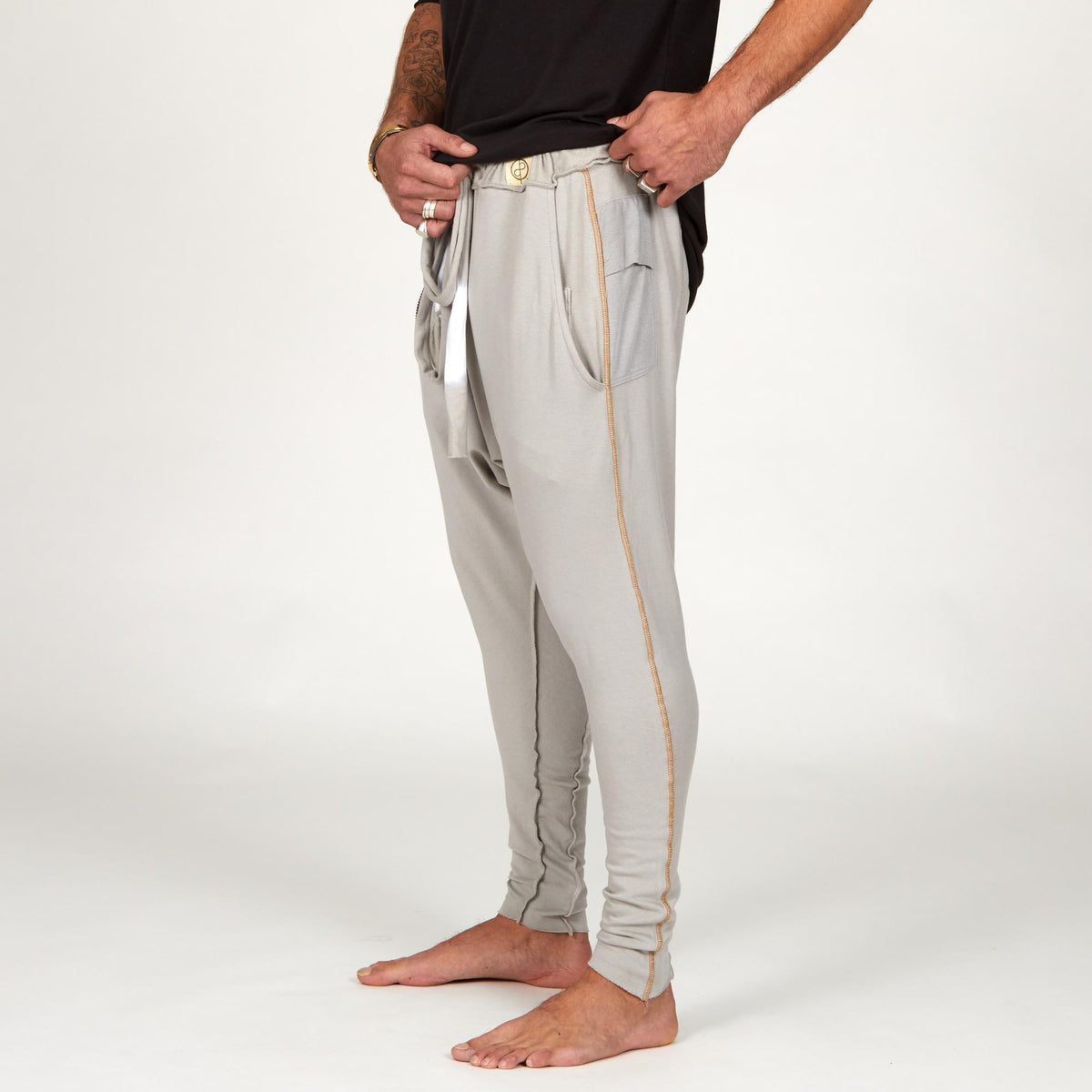 Male modeling Silver Lining colored pants