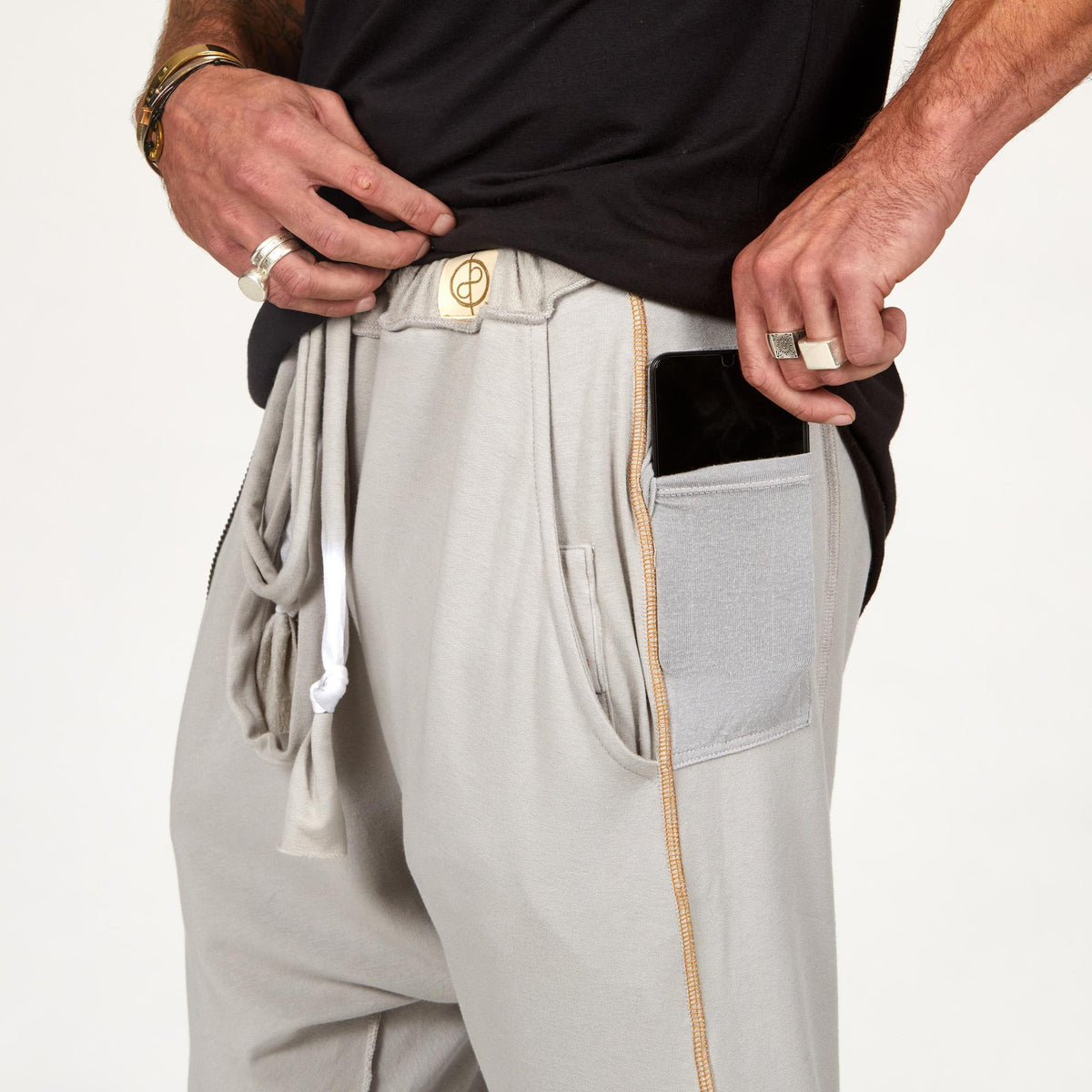 Male modeling Silver Lining colored pants