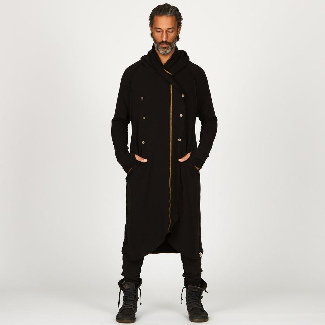 male modeling tree coat