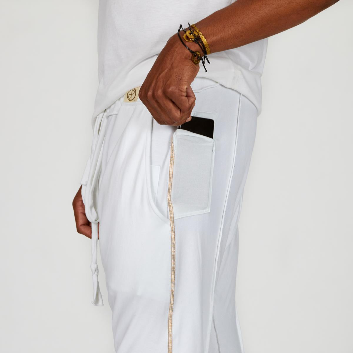 Male modeling Pure White colored pants