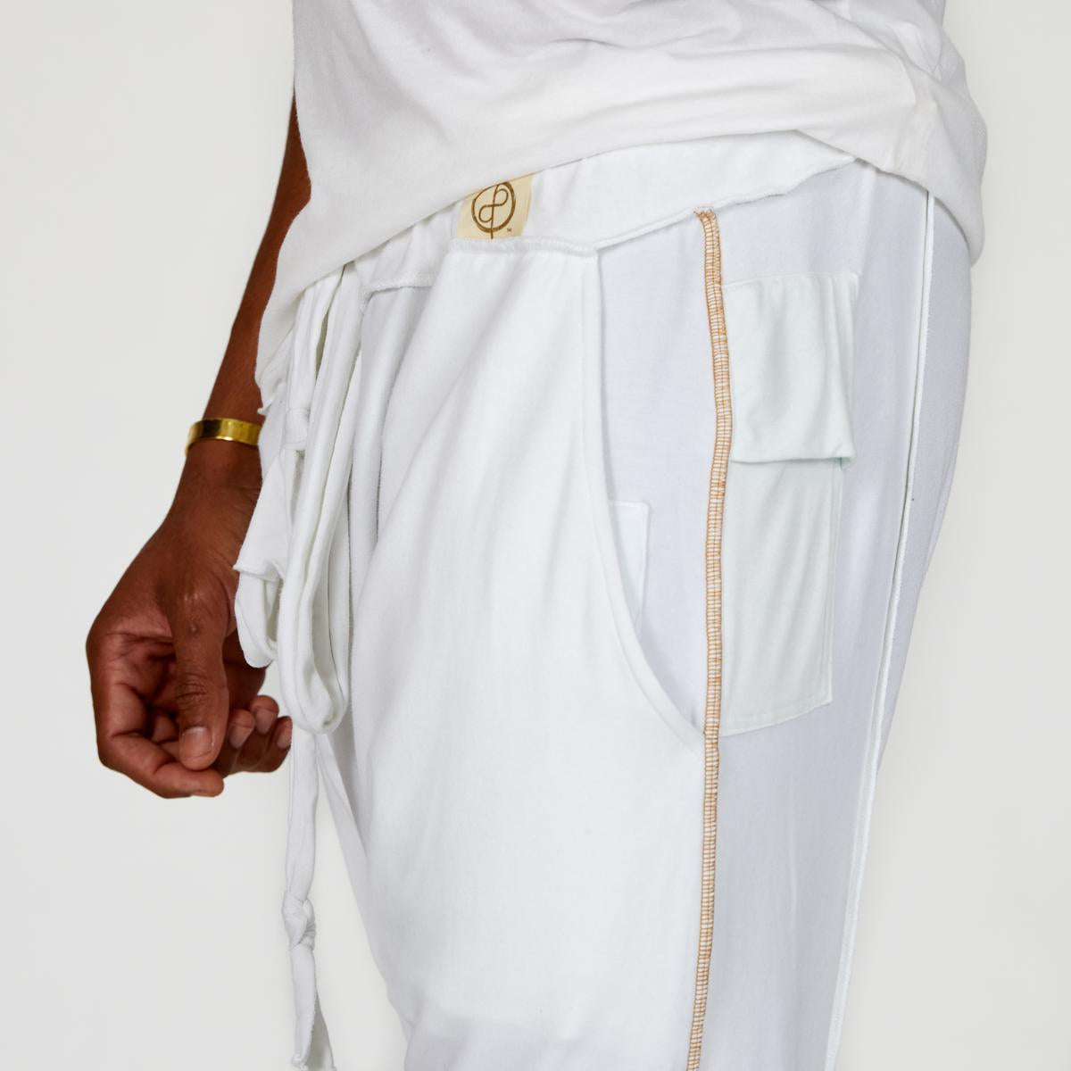 Male modeling Pure White colored pants