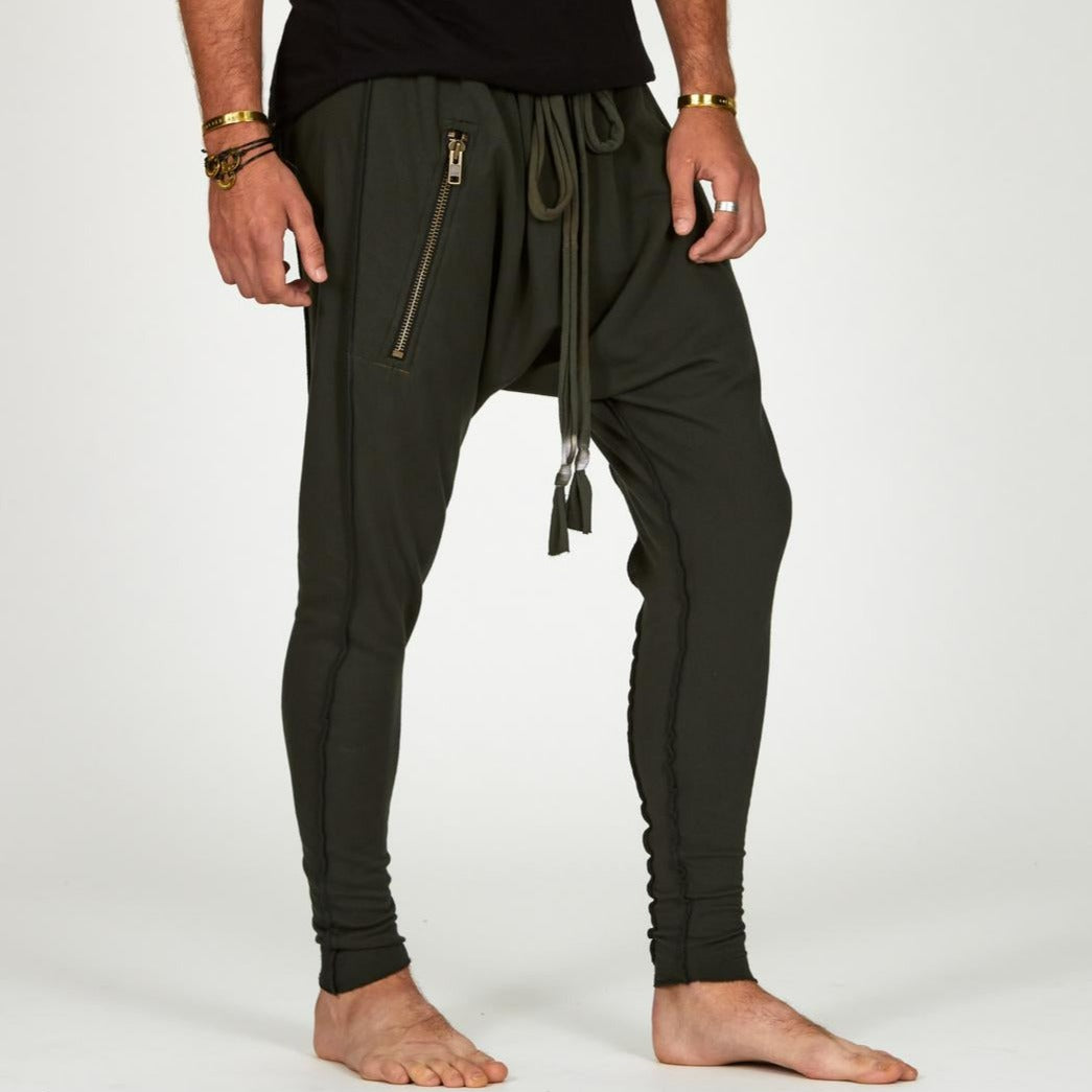 Male modeling Urban Forest green colored pants